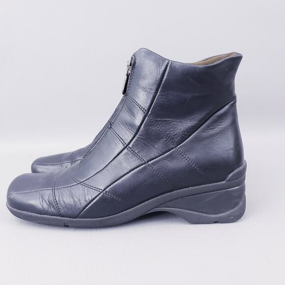 Aquatalia Womens Black Leather Square Toe Waterproof Zip Bootie Boot Shoe Size 8 - Picture 5 of 10